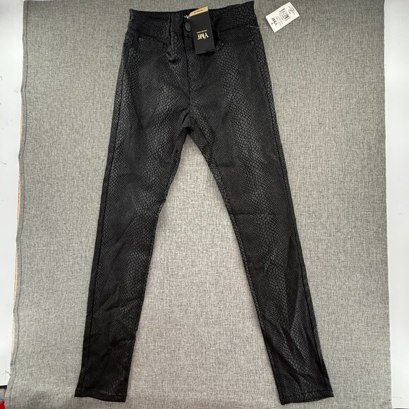 NEW! YMI Collection Skinny Pants Charcoal Snakeskin Print Large Cotton Blend - Picture 2 of 15